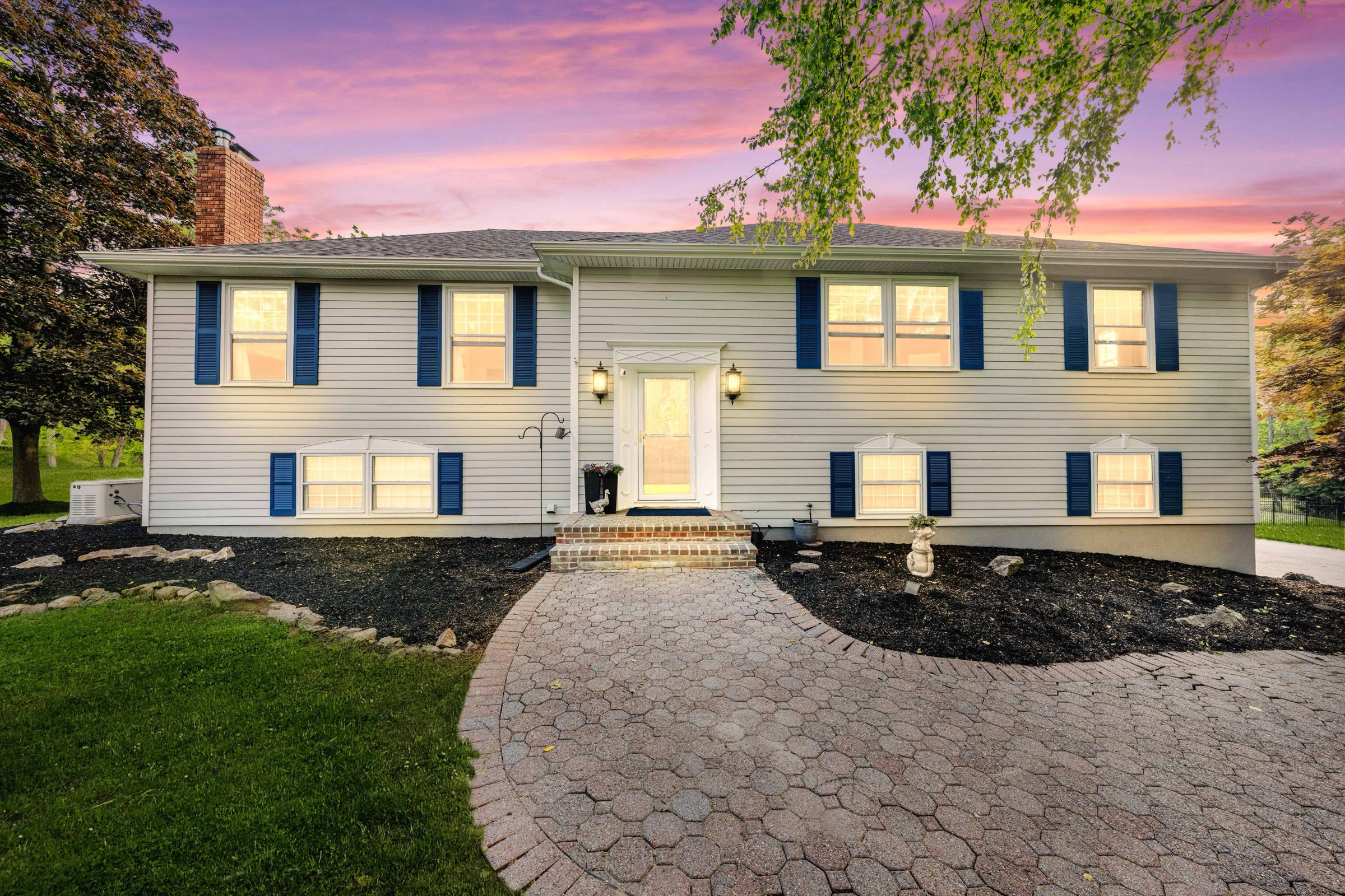 Home exterior at twilight, Califon NJ