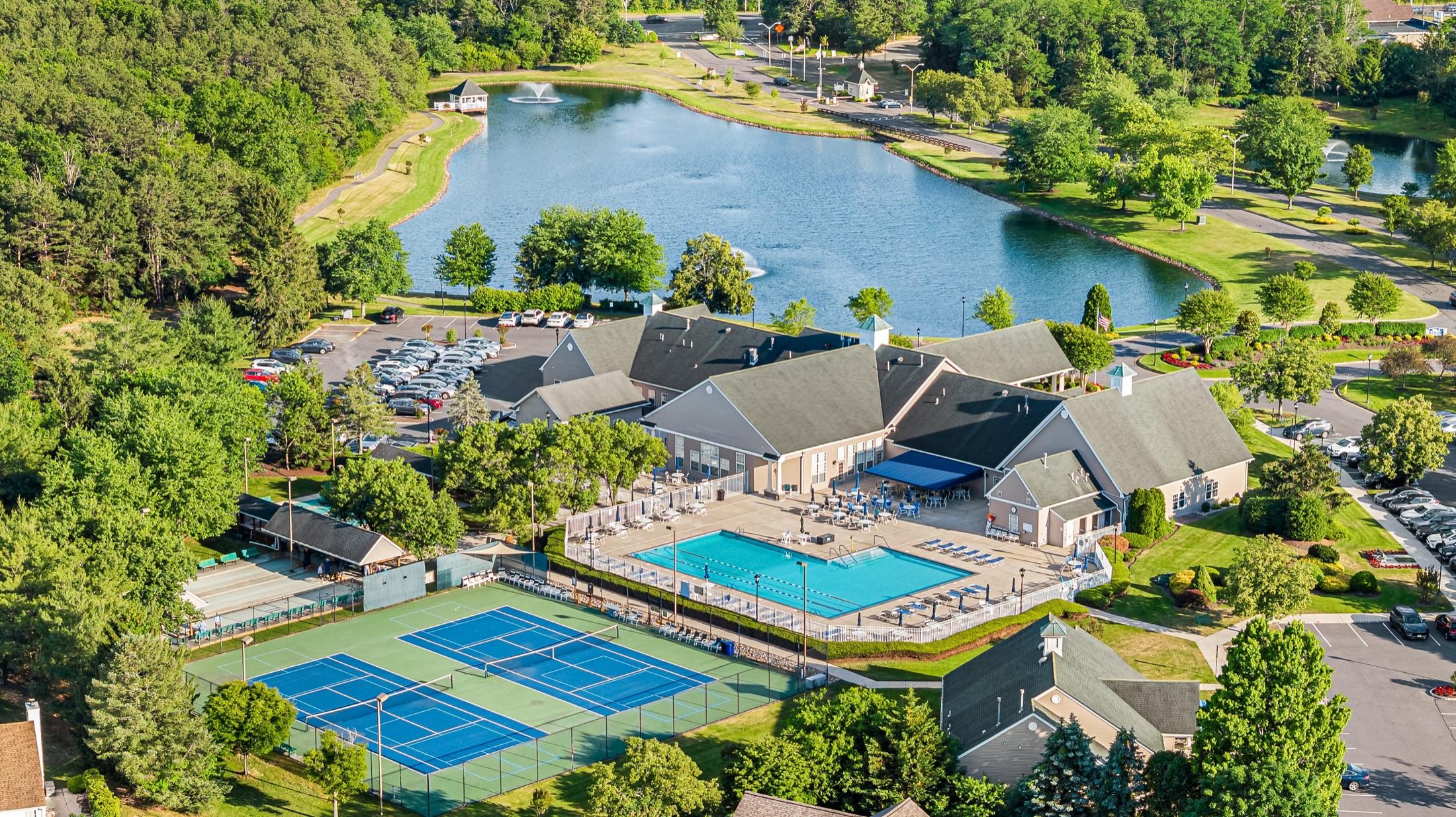 Drone photo of a property and surrounding neighborhood, NJ