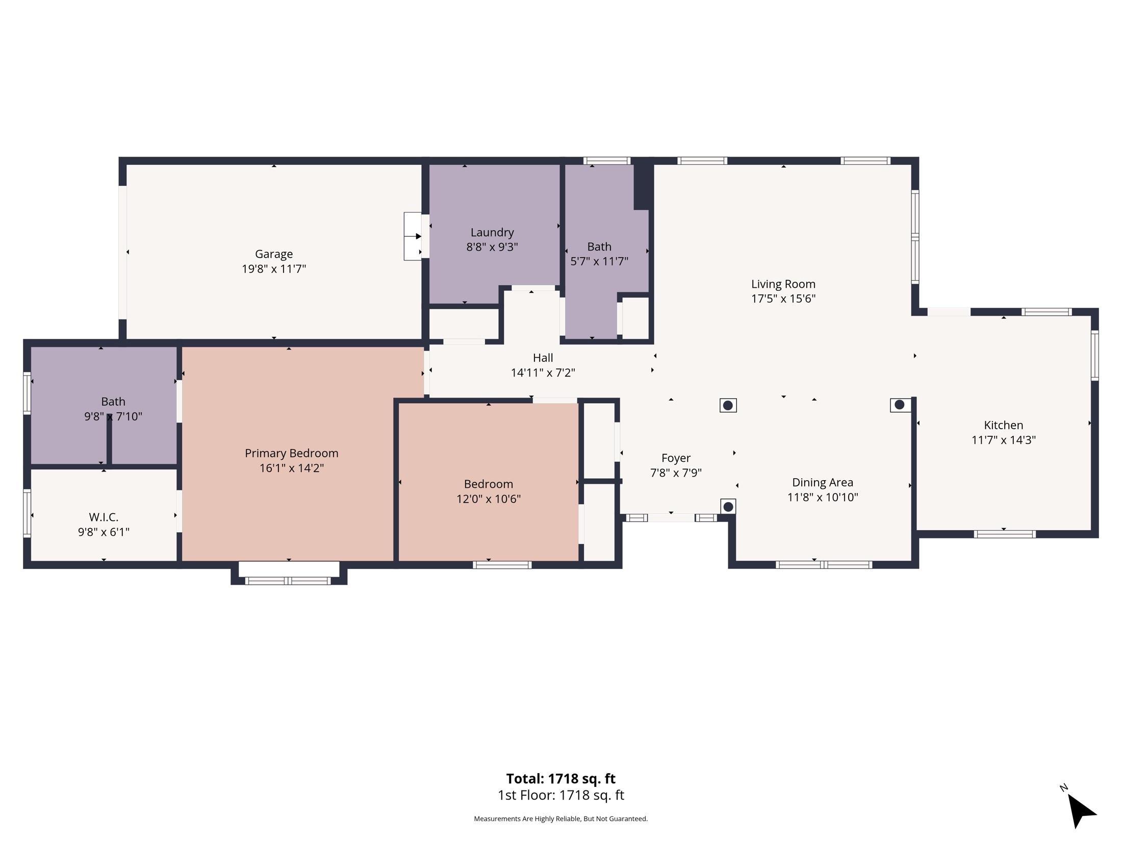 2D floor plan with room measurements and color-coded rooms, 32 Gabriella Cir, Manchester NJ