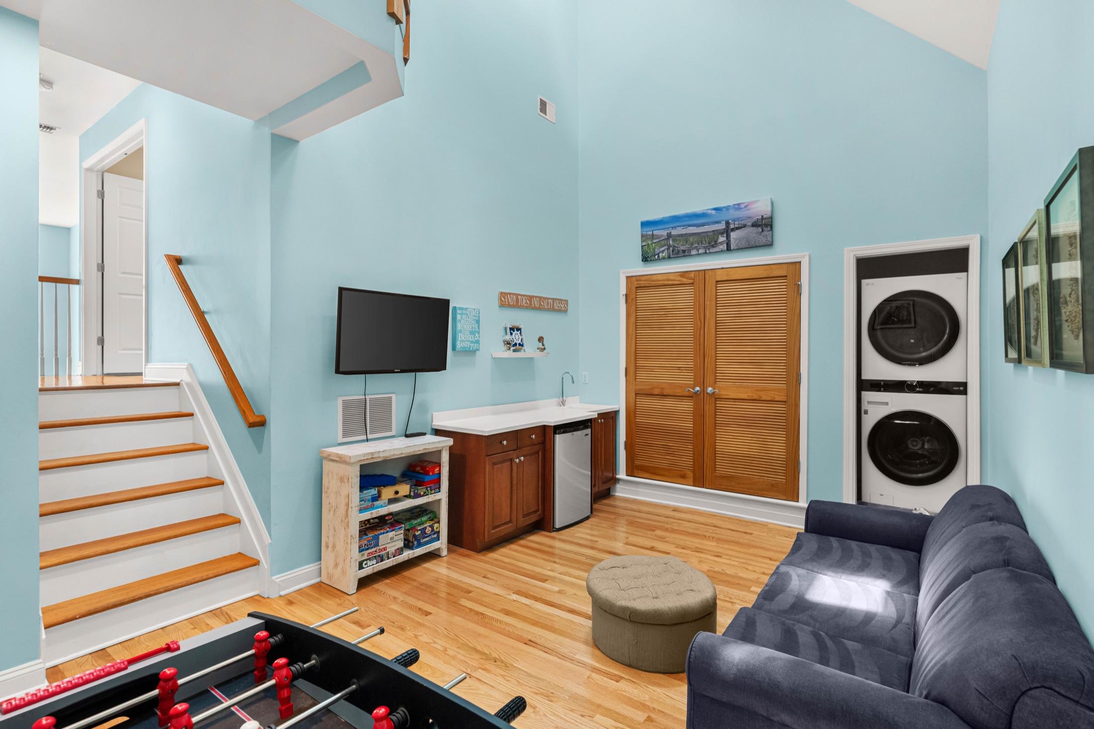 Game room with foosball and in-unit laundry, Seaside Heights rental