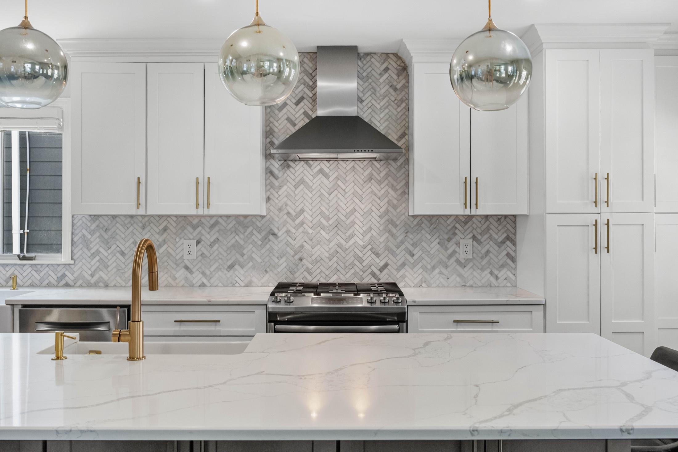 Renovated kitchen with island and natural light