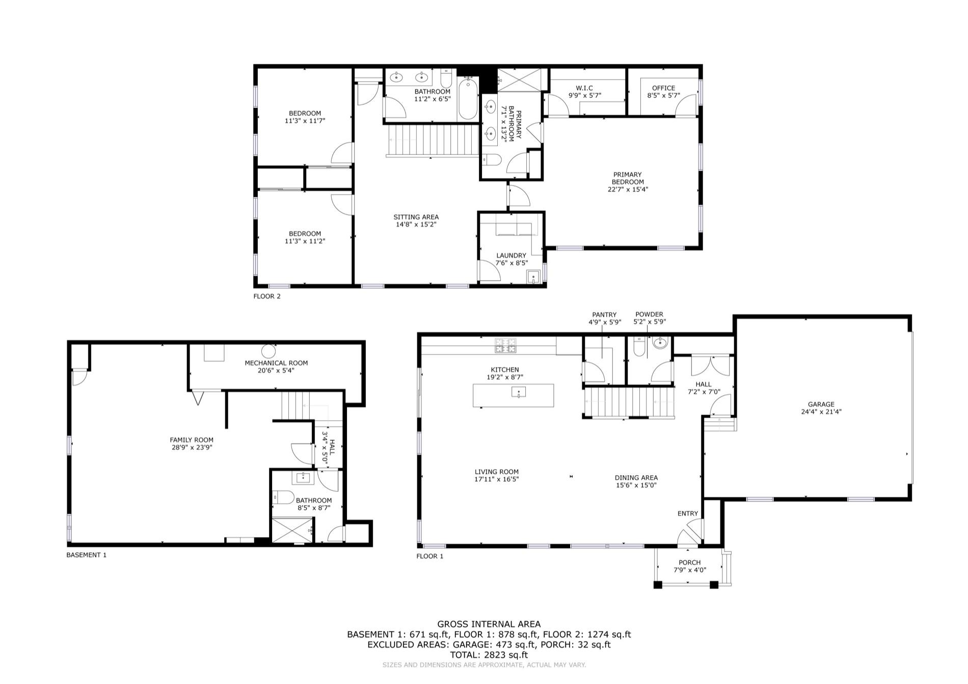 Schematic floor plan with doors and fixed furniture