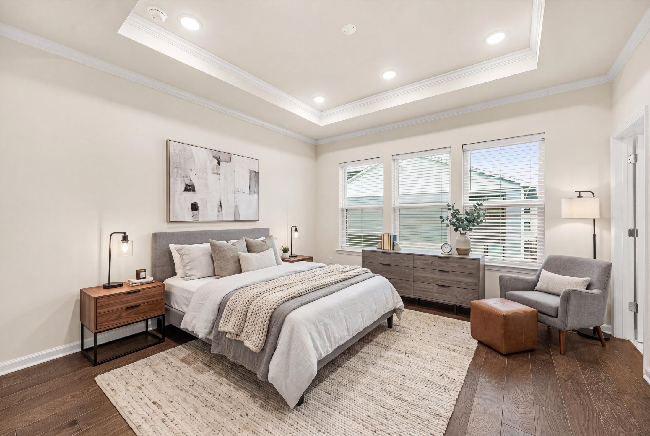 Virtually staged modern bedroom